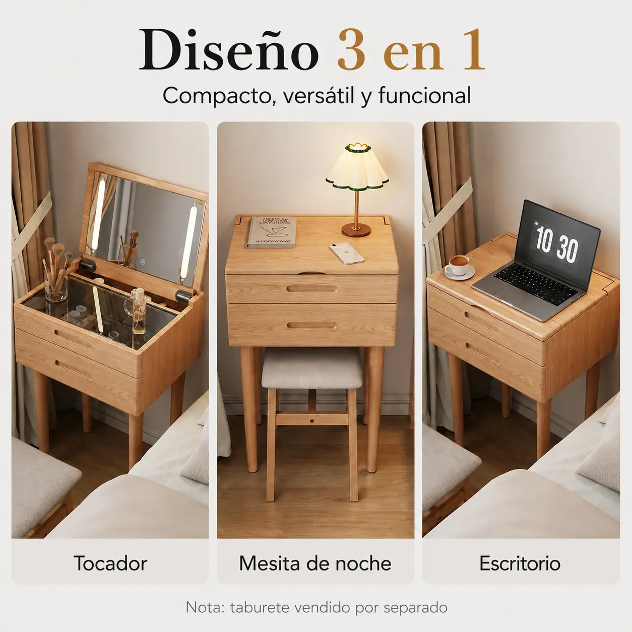 Tocador estrecho MILWOOD con espejo LED — vista 7