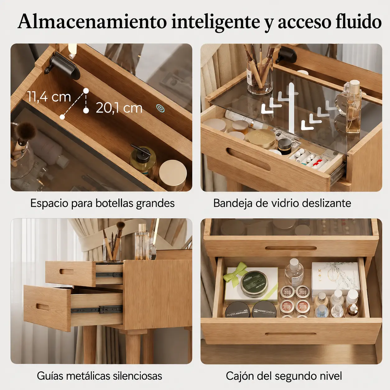 Tocador estrecho MILWOOD con espejo LED — vista 9